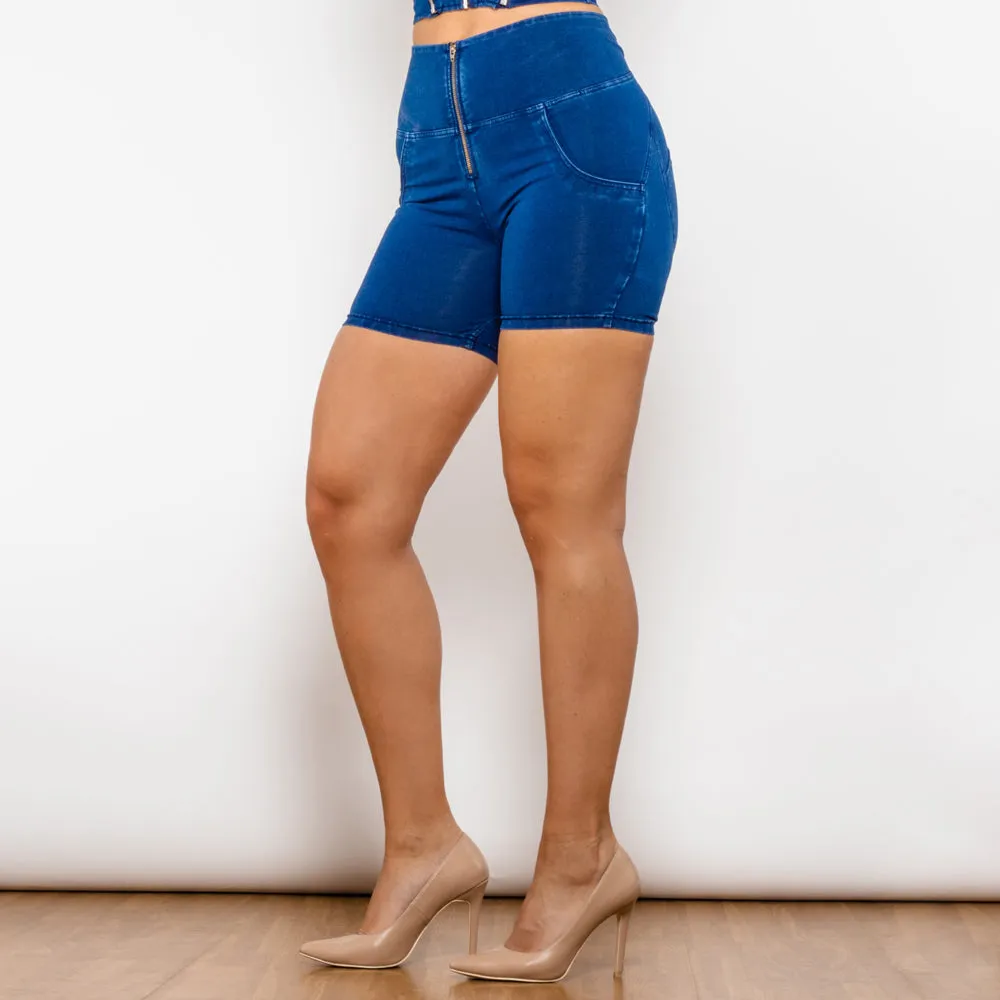 High Waist Dark Thread Dark Blue Short