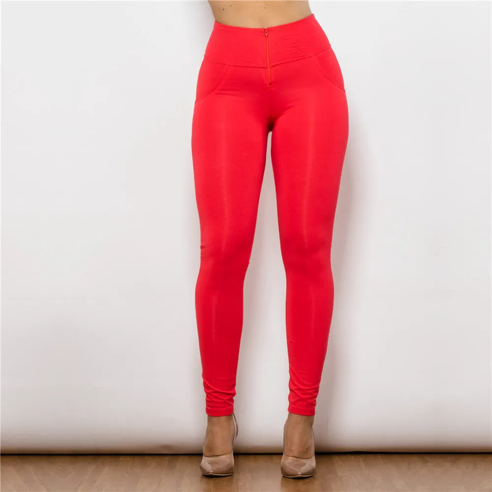 High Waist Red Knitted Leggings