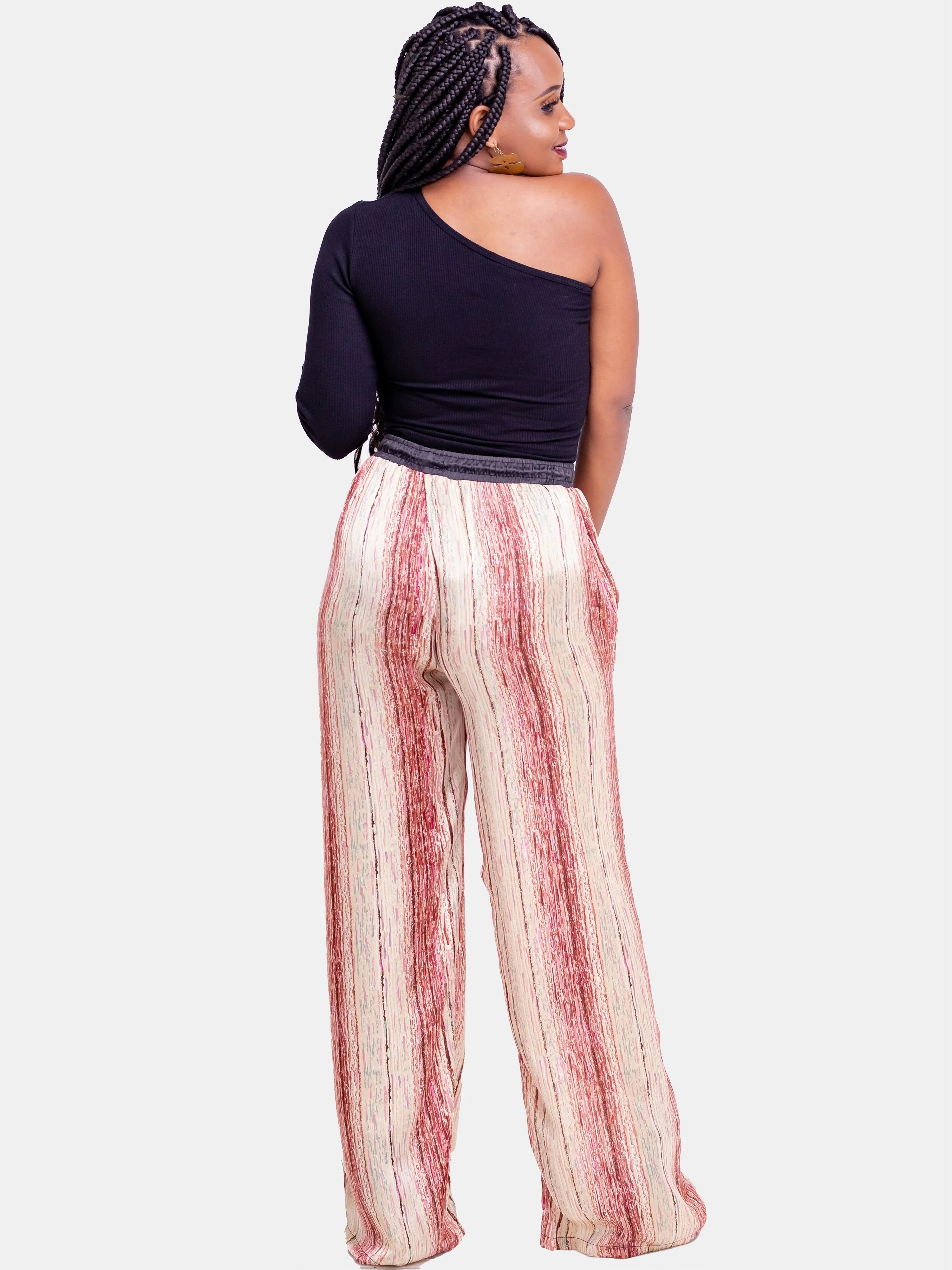 Hijabeefied Long Satin Pants - Brown Print