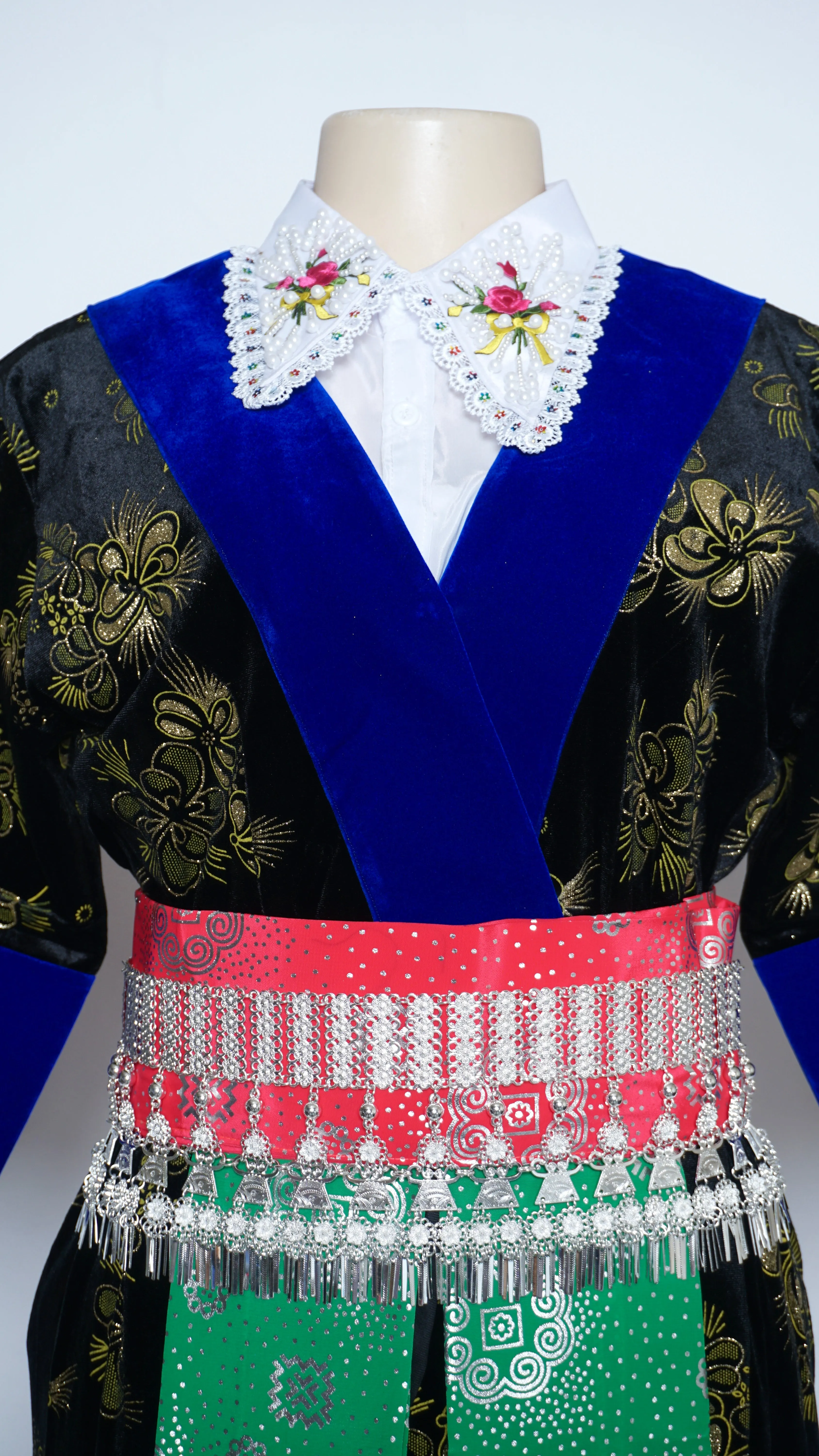 Hmong Xeev Gold Floral Velvet