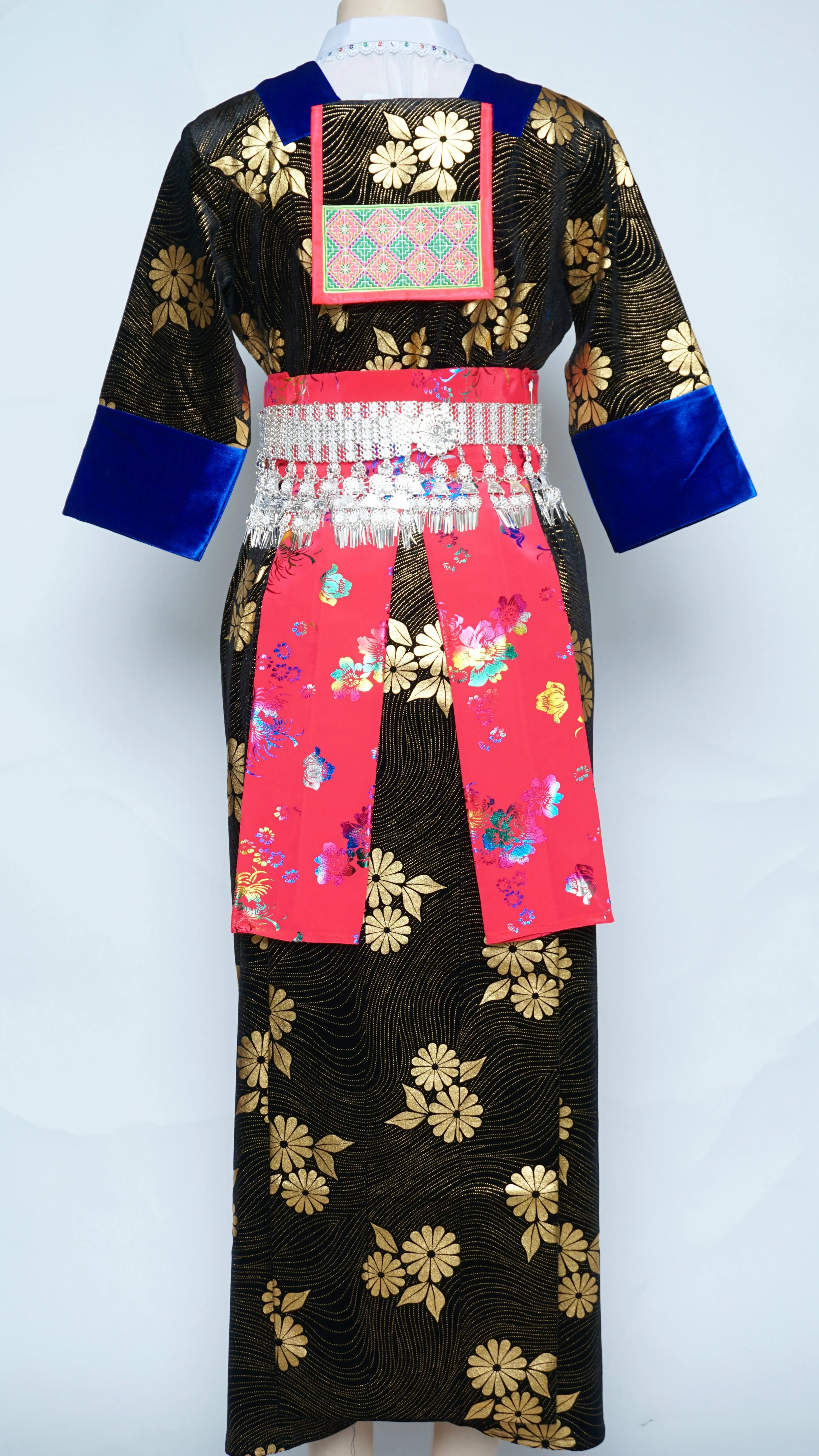 Hmong Xeev Gold Floral Velvet