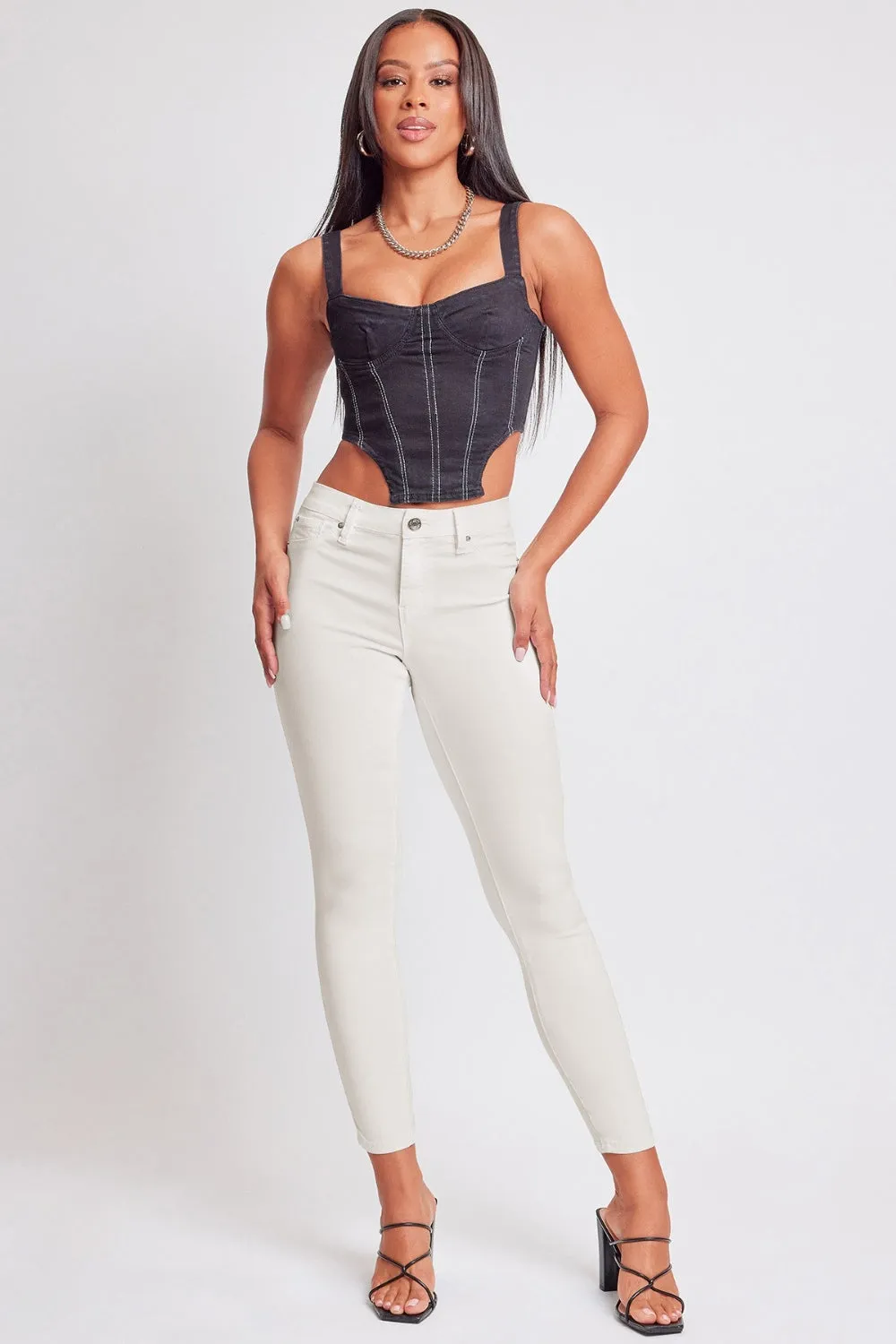 Hyper Stretch Mid-Rise Skinny Jeans Vanilla Cream