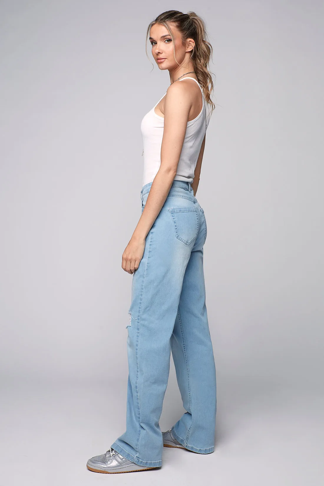 JANIS - Wide Leg Jean - Blue Bleach