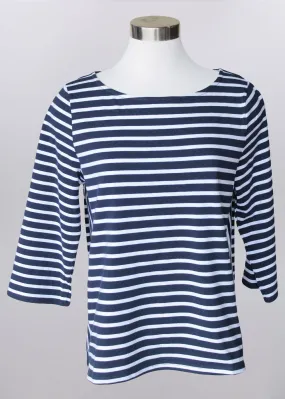 'Keren Hart' Women's Stripe Knit Top - Navy (Ext. Sizes)