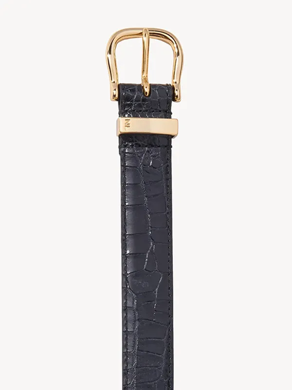 Louise Belt in Black w/ Shiny Brass Buckle