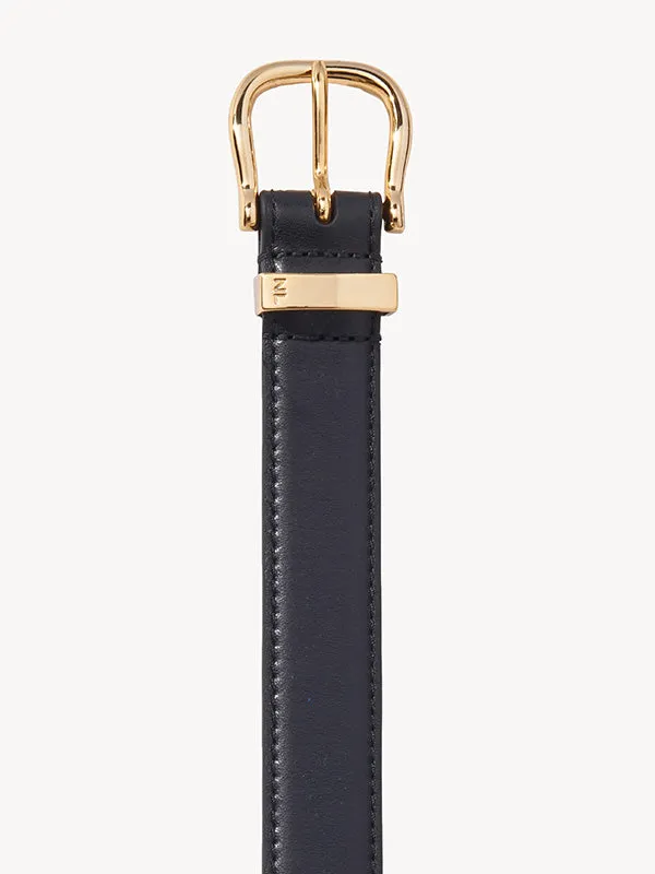 Louise Flat Calfskin Belt in Black