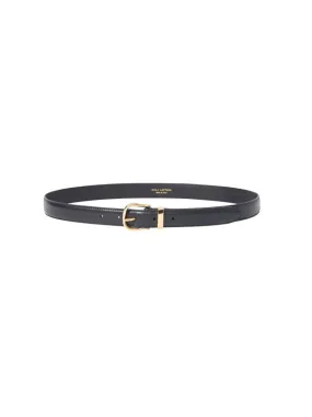 Louise Flat Calfskin Belt in Black