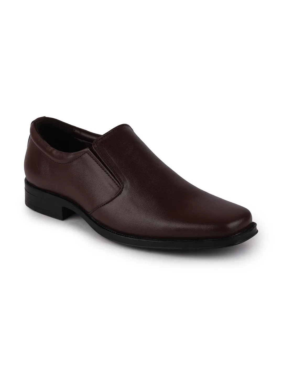 Men Brown Formal Leather Slip-On Shoes