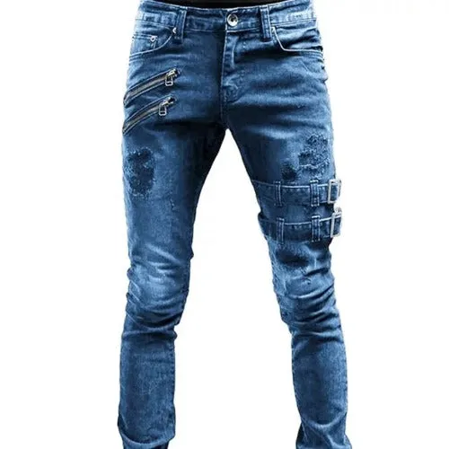 Men Slim Ripped Denim Trousers