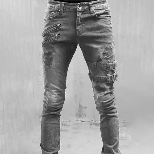 Men Slim Ripped Denim Trousers