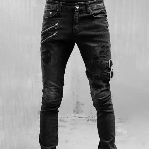 Men Slim Ripped Denim Trousers