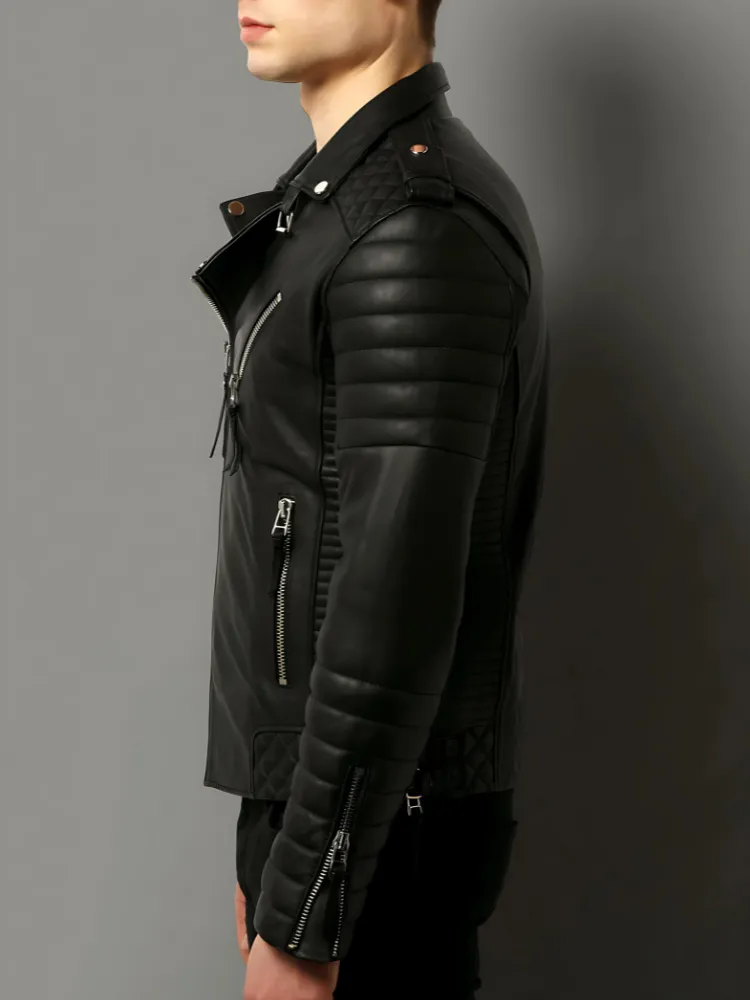 Mens Black Custom Leather Jacket