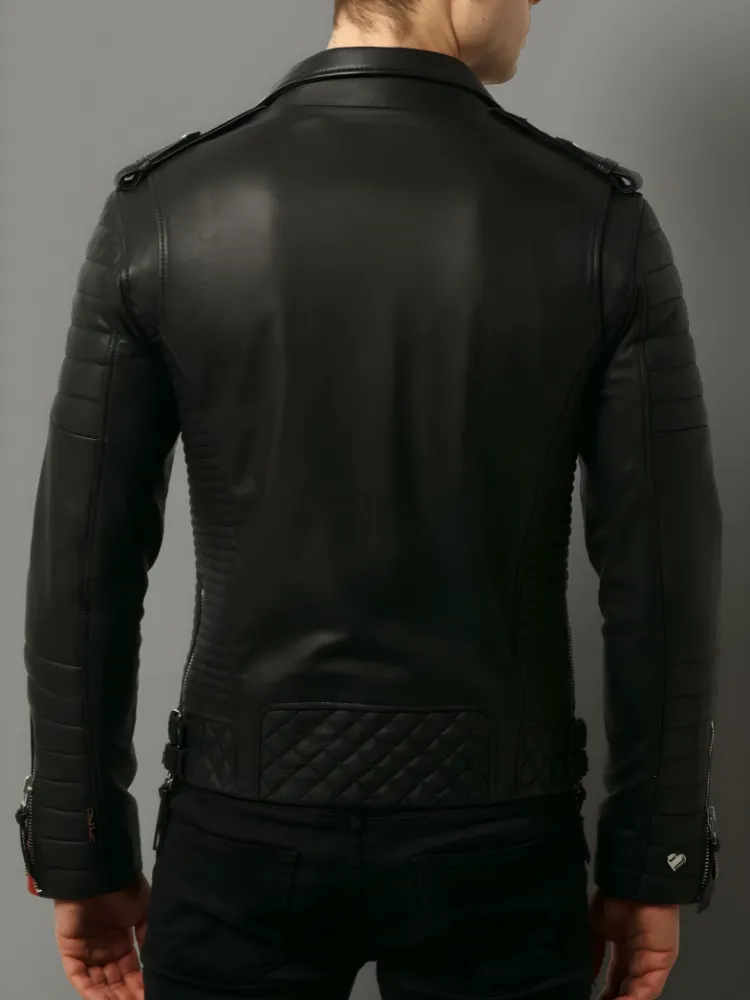 Mens Black Custom Leather Jacket