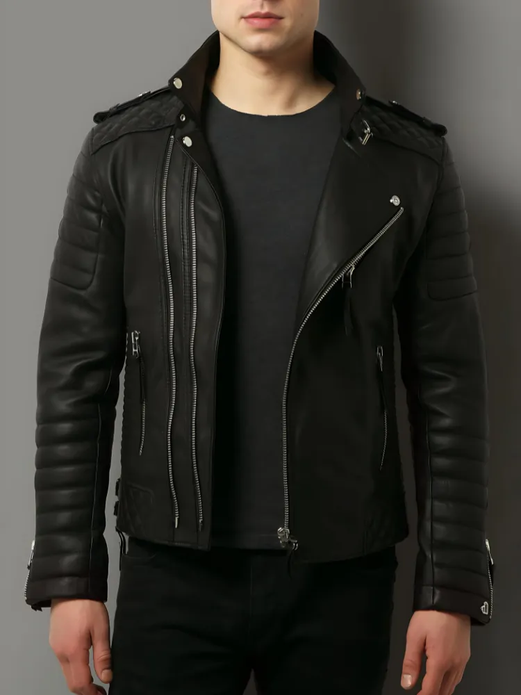 Mens Black Custom Leather Jacket