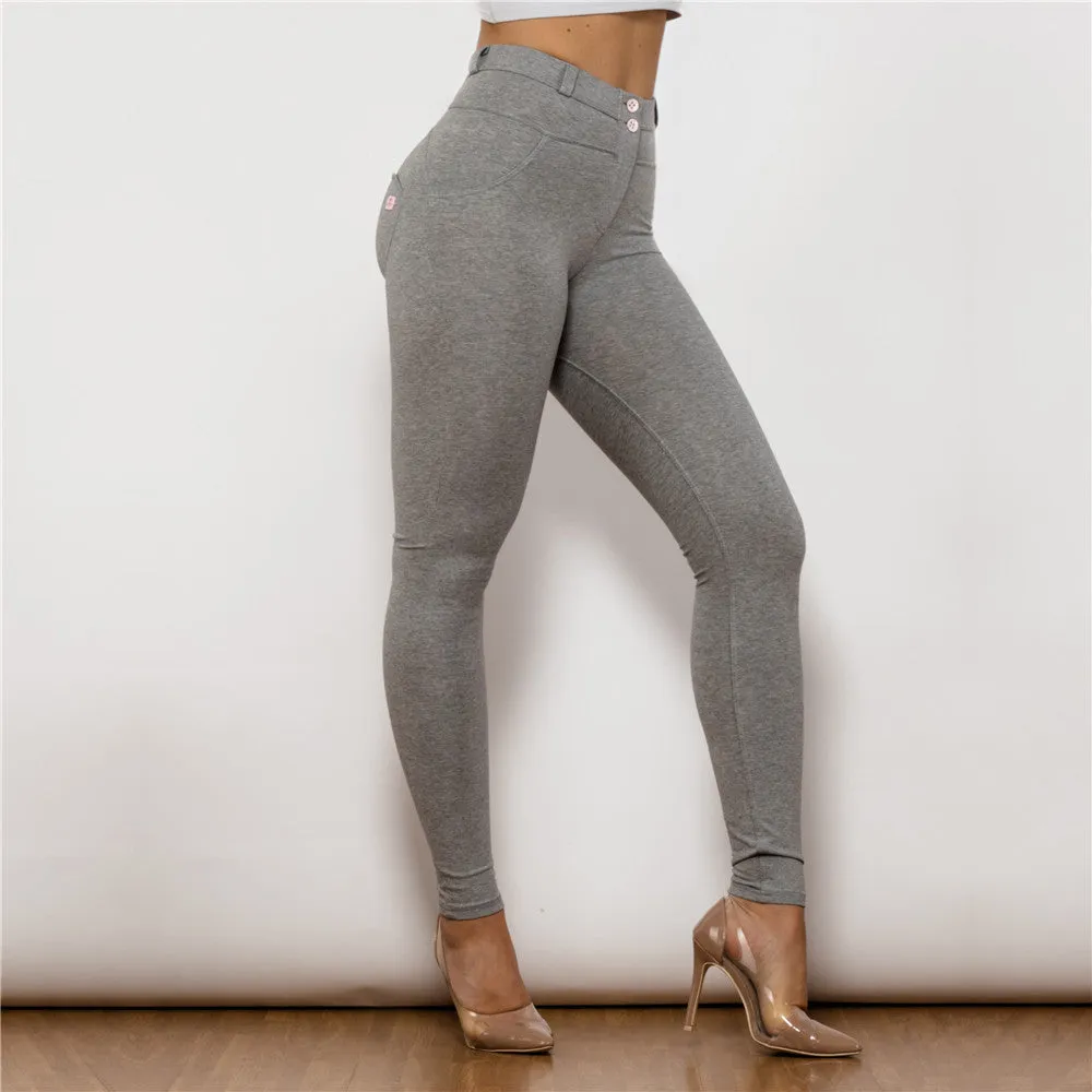 Middle Waist Grey Knitted Leggings