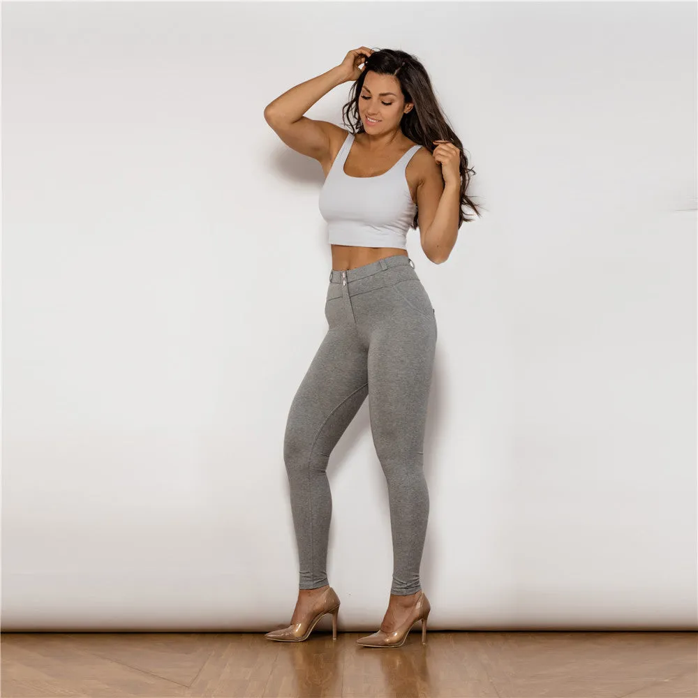 Middle Waist Grey Knitted Leggings