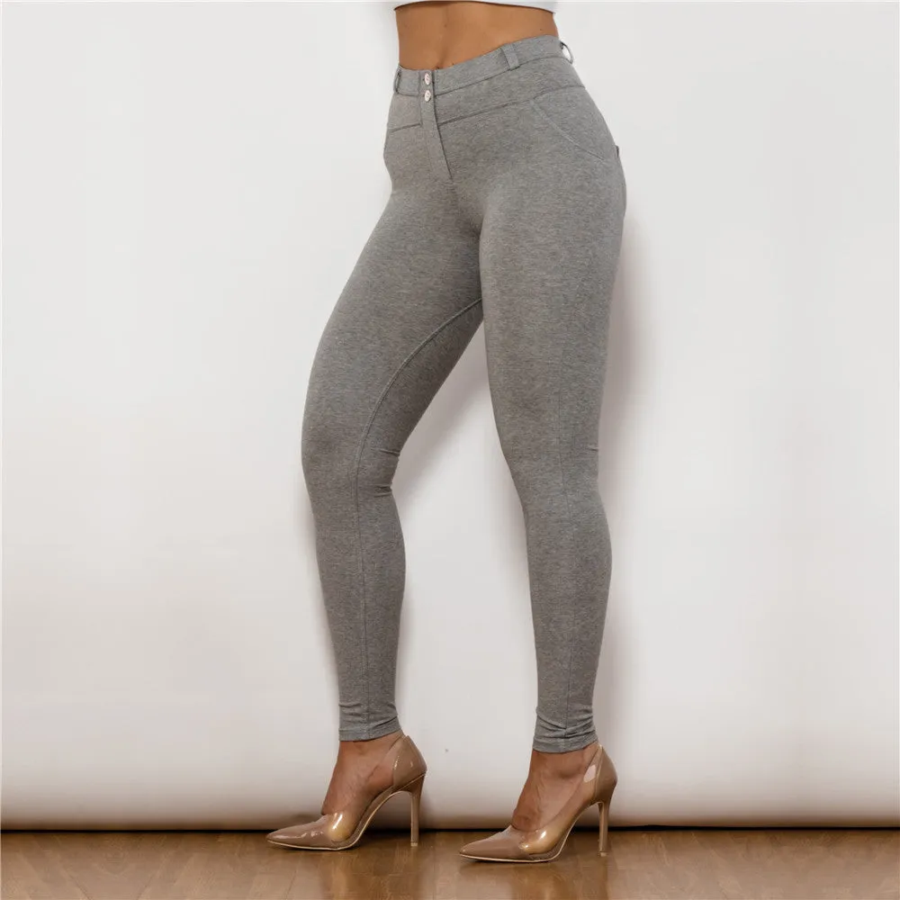 Middle Waist Grey Knitted Leggings