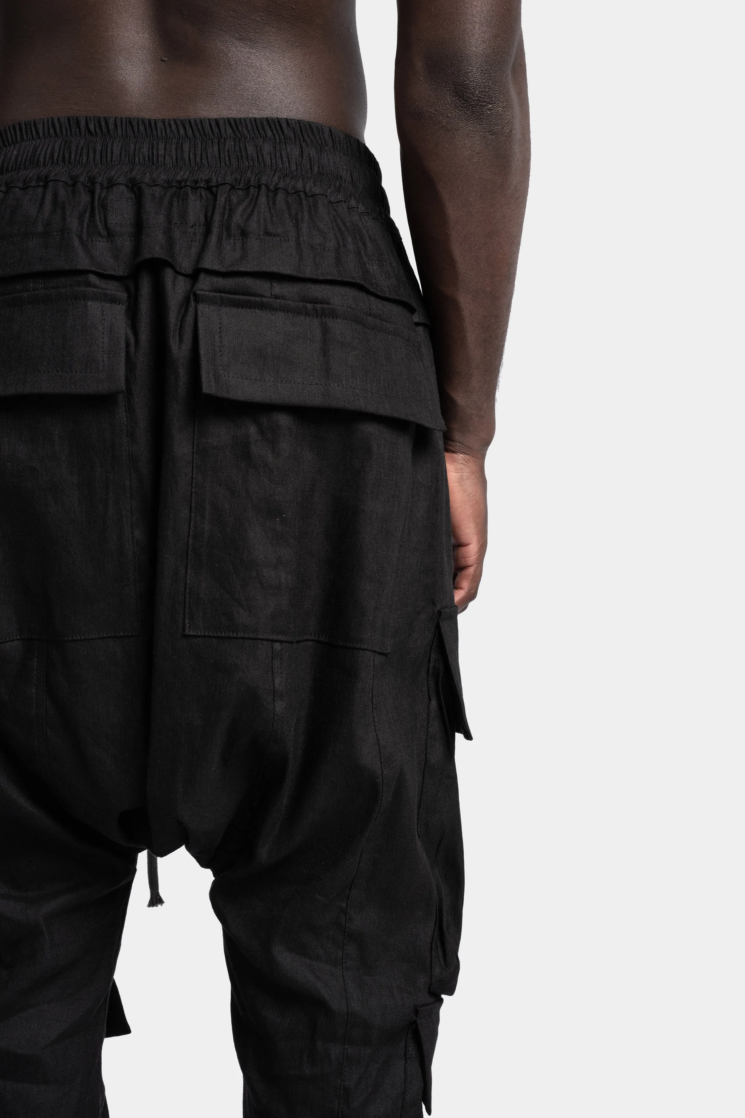 Military long linen drawstring pants