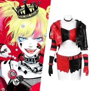 【New Arrival】Xcoser Suicide Squad ISEKAI Harley Quinn Cosplay Costume Wig Outfit Halloween