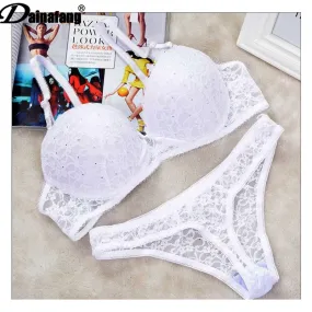 New Sexy Plus Size Lace Drill Push Up Bra Sets Underwear