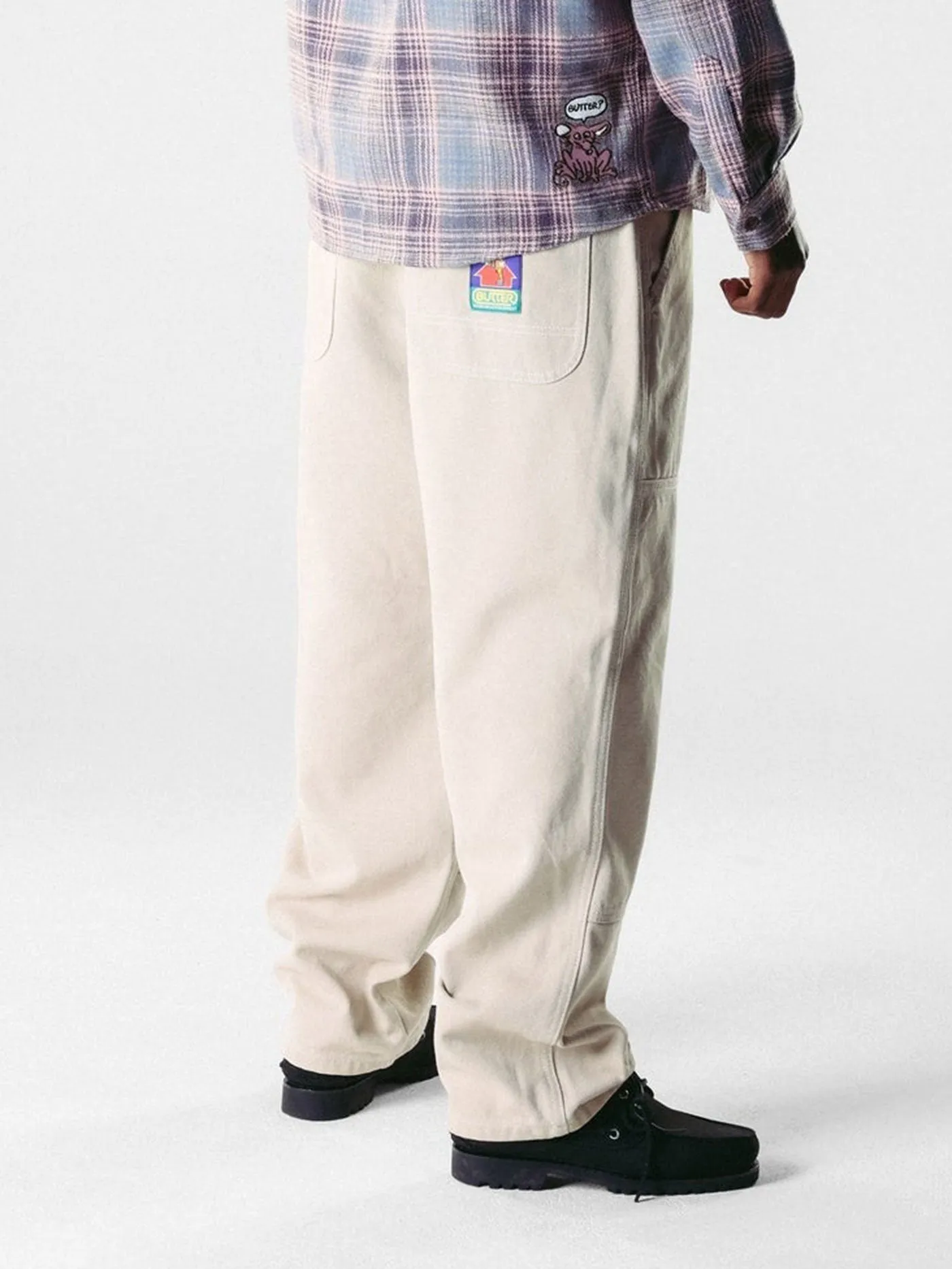 Work Double Knee Washed Khaki Pants