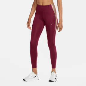 Nike Essential Colour Block Women's Tights Burgundy