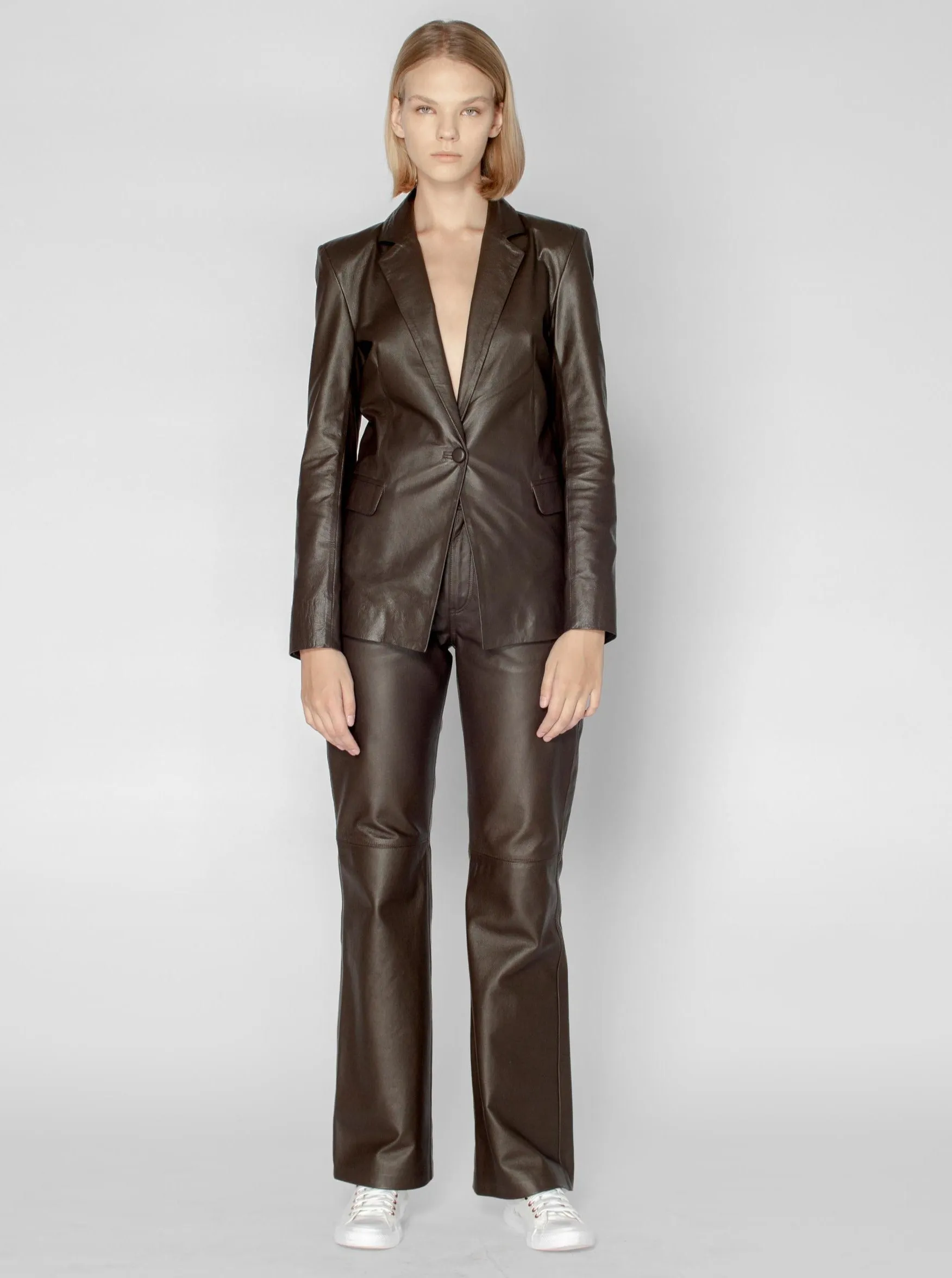 PALOMA LEATHER PANT - CHOCOLATE BROWN