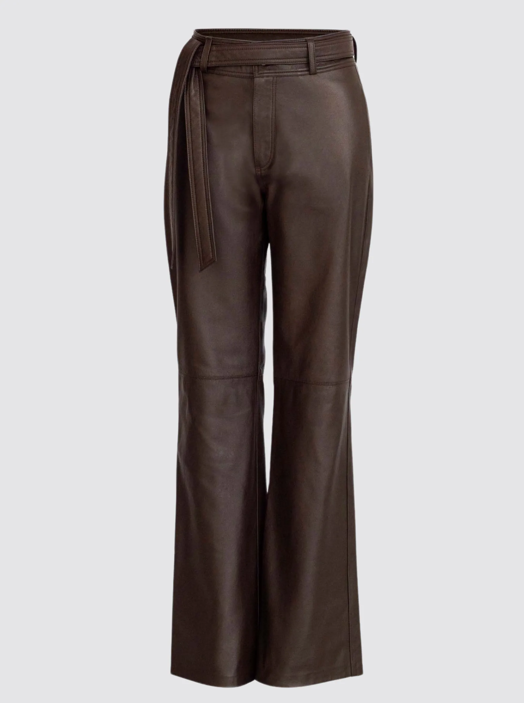 PALOMA LEATHER PANT - CHOCOLATE BROWN