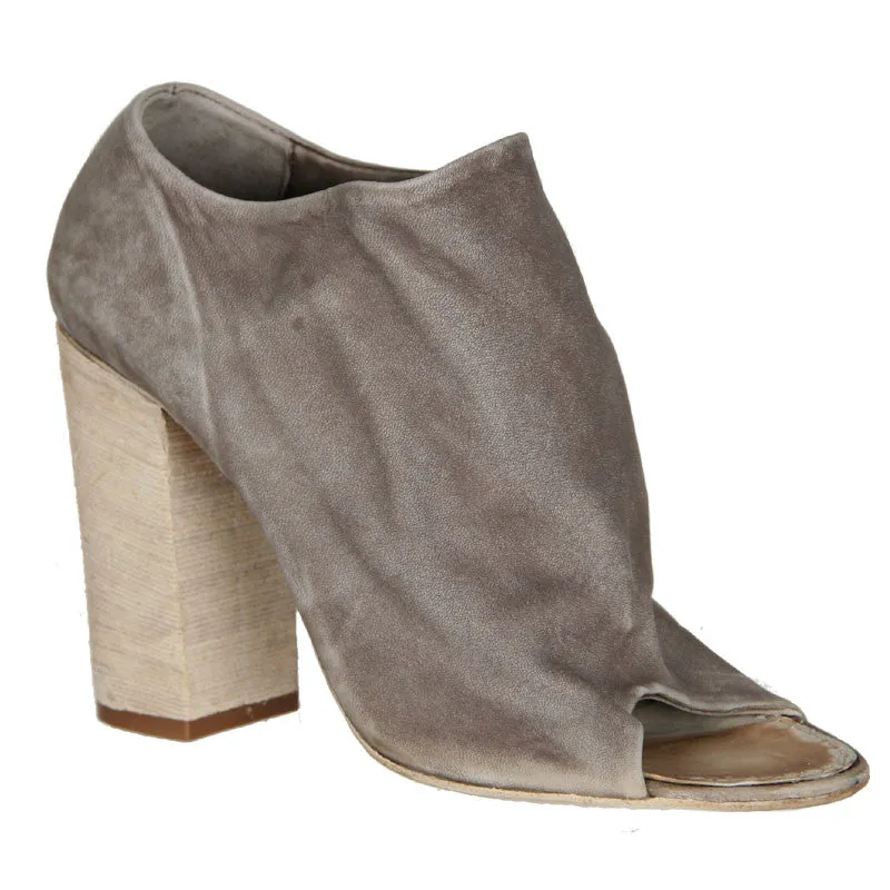 Peep Toe Block Mule Boot, Taupe