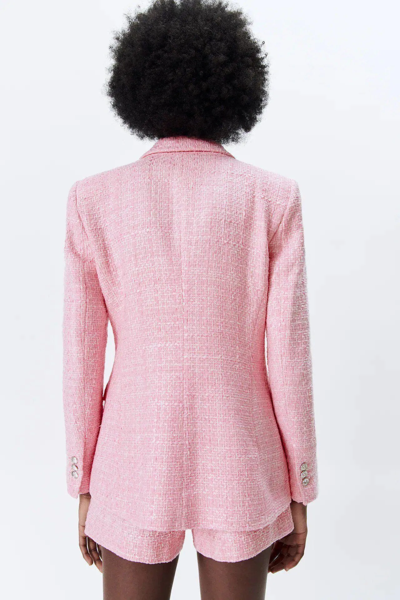 Pink Tweed Blazer Women - Formal-Business - Plain-Solid