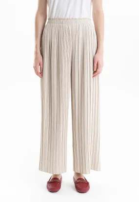 Pleated Wide Leg Solid Trouser