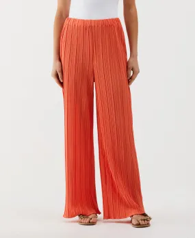 Plisse Wide Leg Ankle Pant