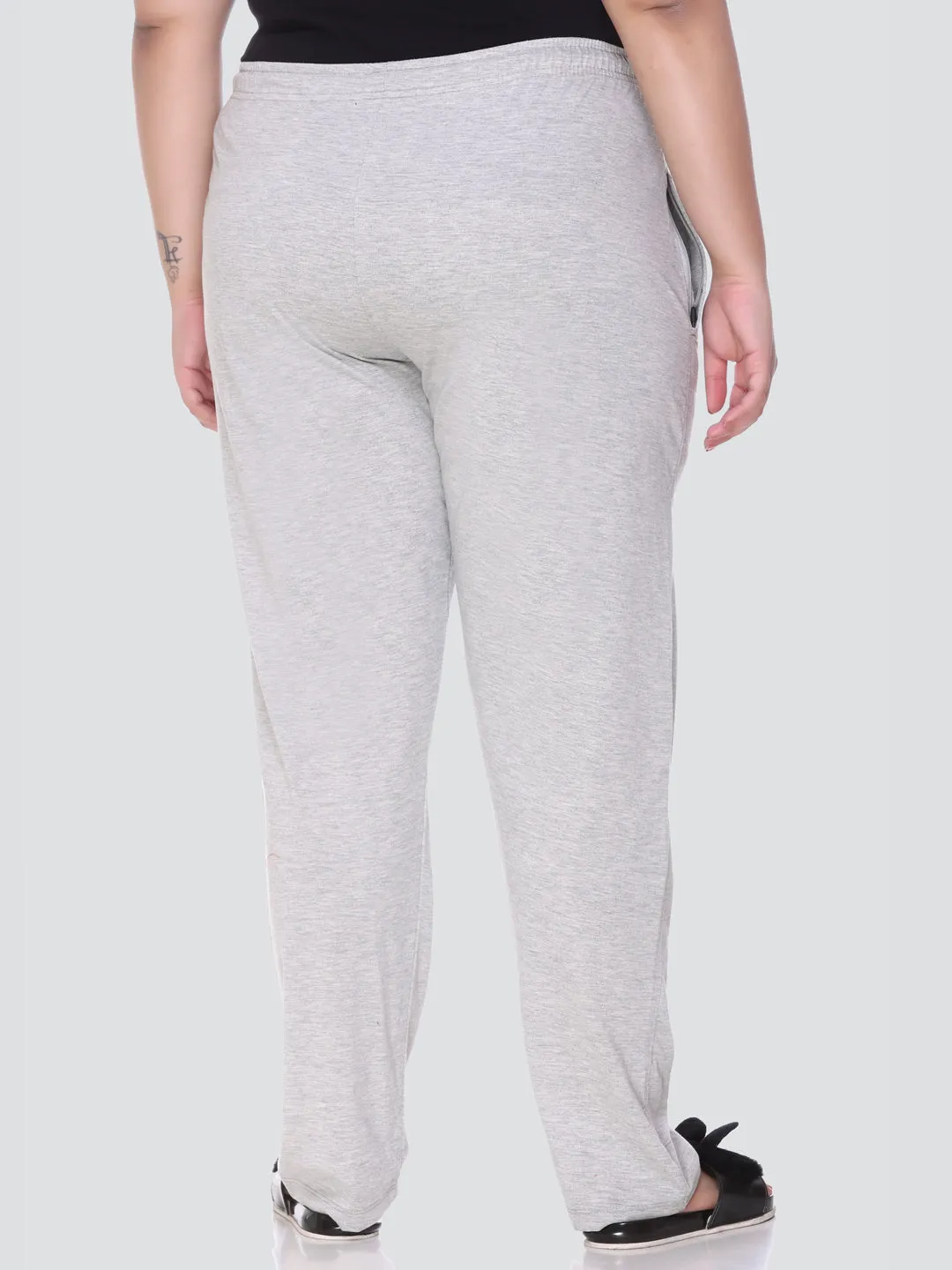 Plus Size Cotton Track Pants For Women Pack of 2 (Pink & Grey)