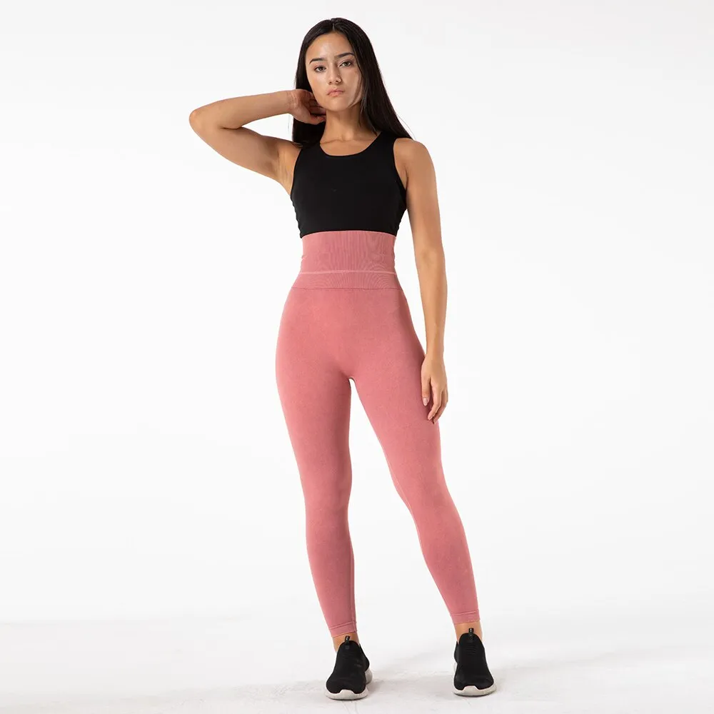 Scrunch Butt Running Training Leggings Seamless Yoga Pants High Waist Belly Control Sports Leggings Pink