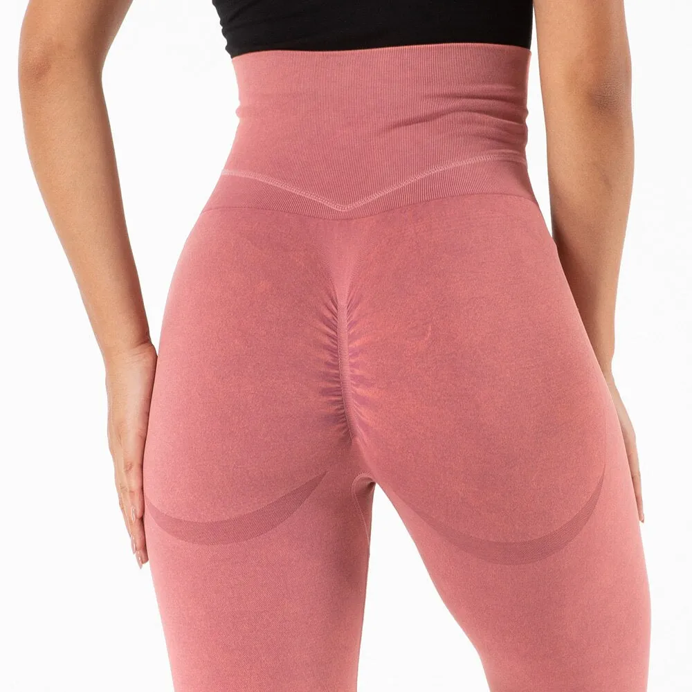 Scrunch Butt Running Training Leggings Seamless Yoga Pants High Waist Belly Control Sports Leggings Pink