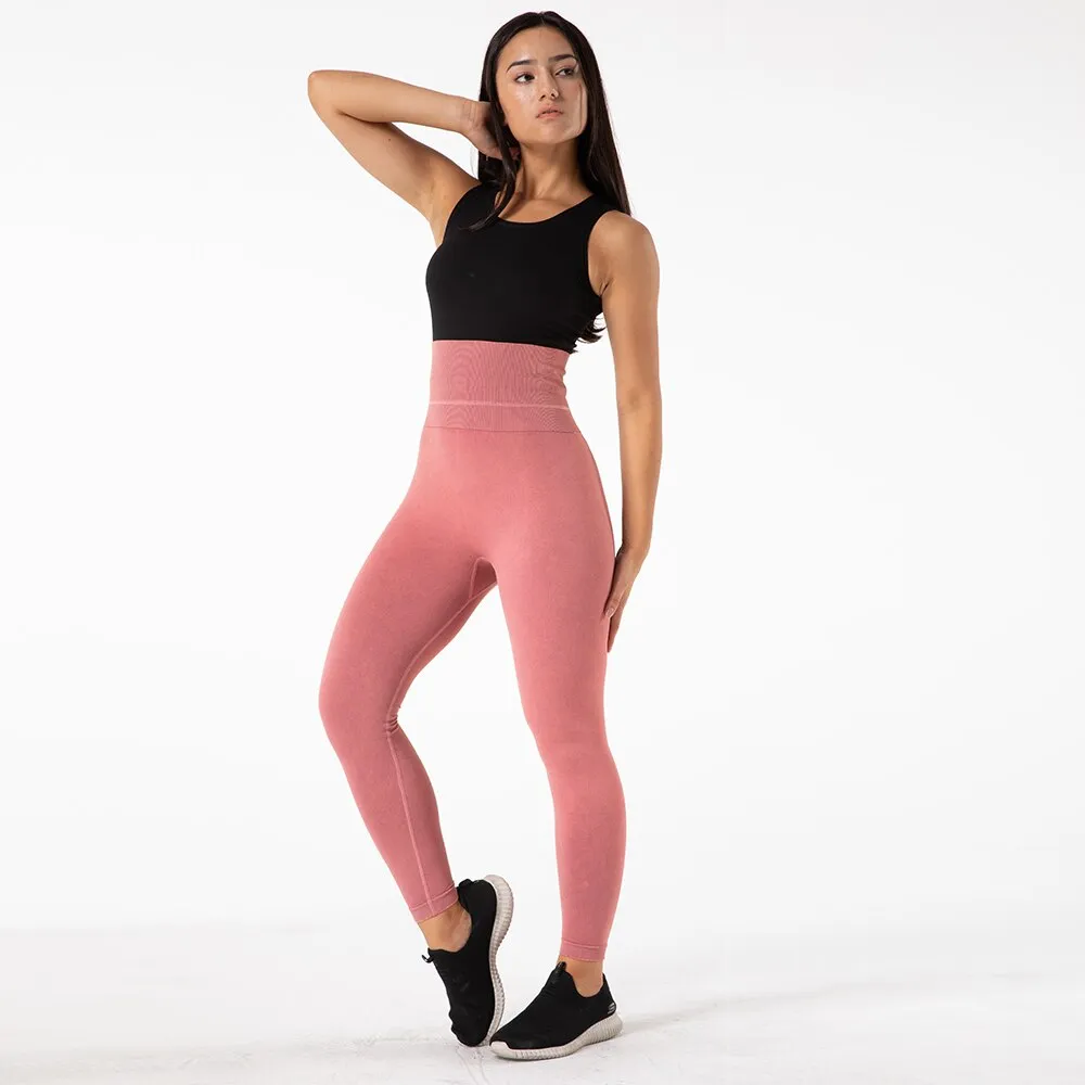 Scrunch Butt Running Training Leggings Seamless Yoga Pants High Waist Belly Control Sports Leggings Pink