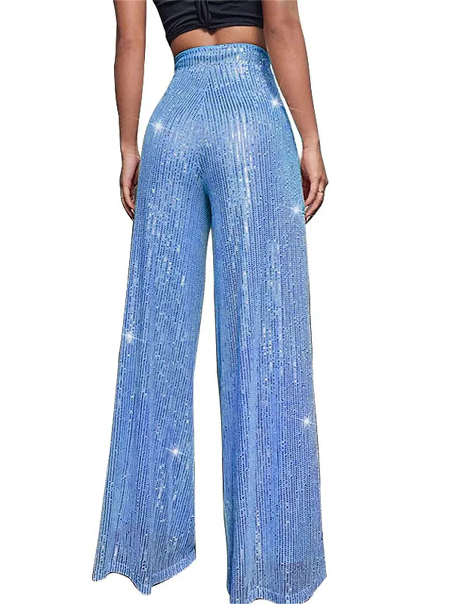 Sequin Wide Leg Pants for Elegant Party and Street Style