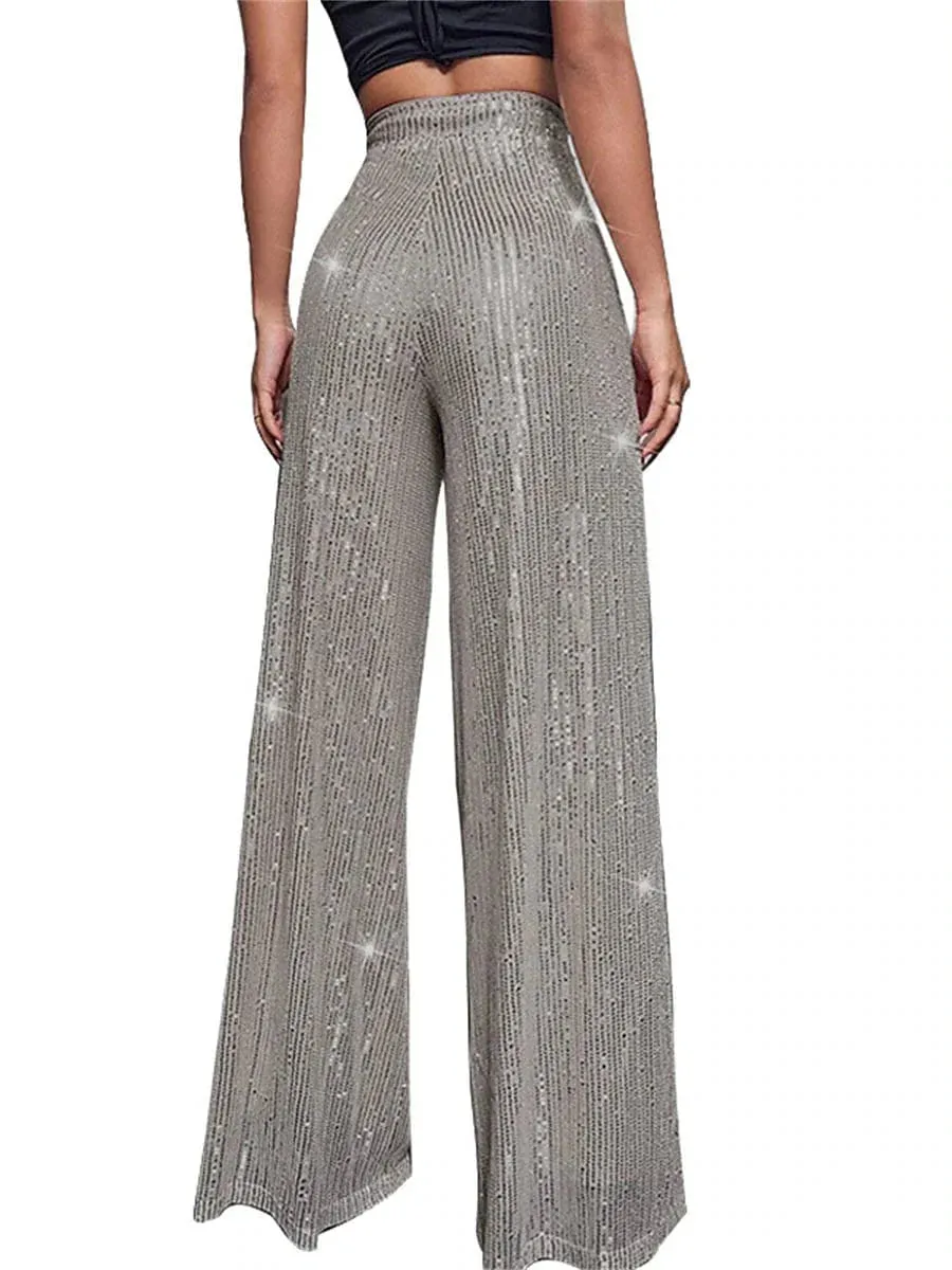 Sequin Wide Leg Pants for Elegant Party and Street Style