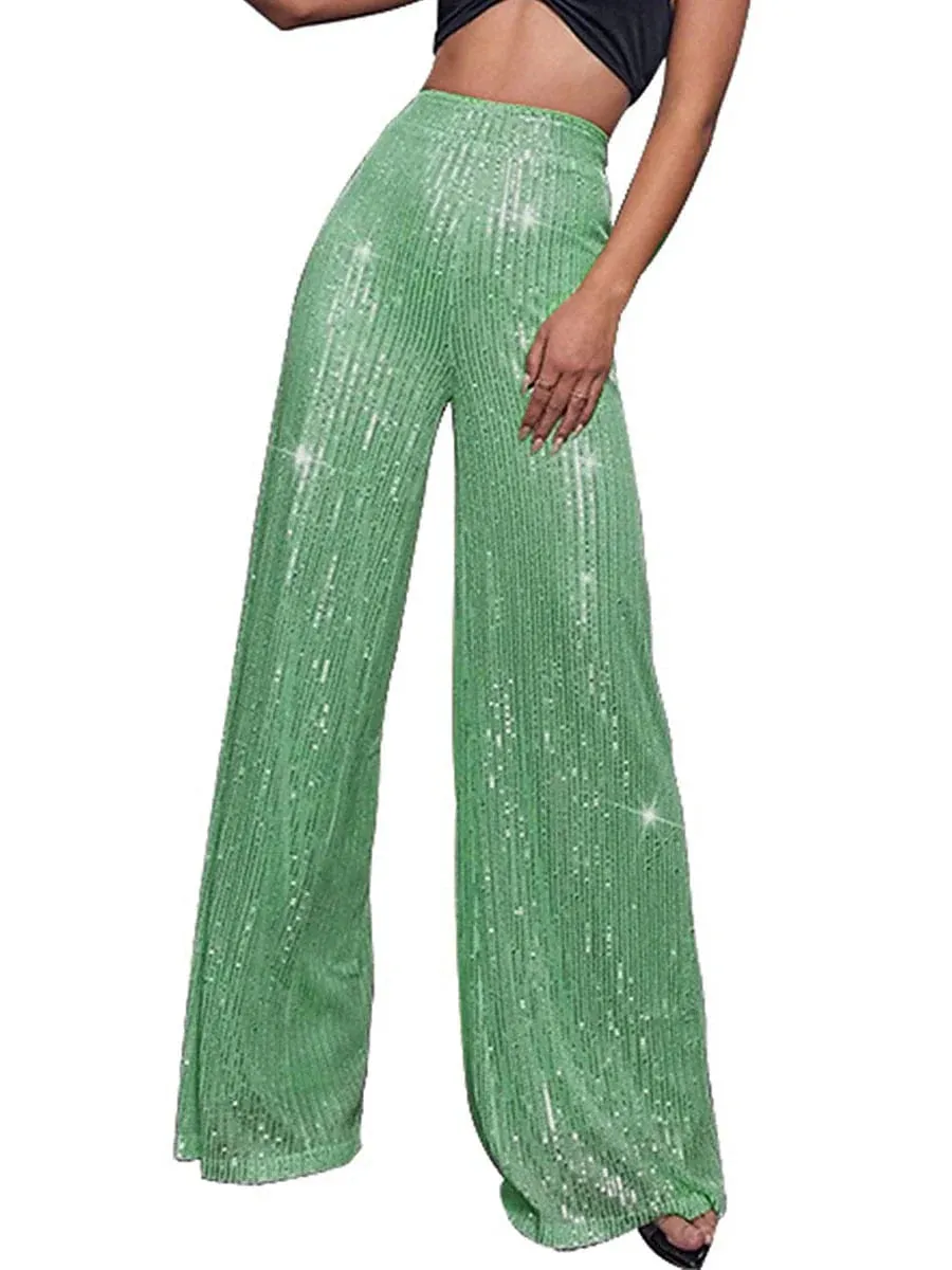 Sequin Wide Leg Pants for Elegant Party and Street Style