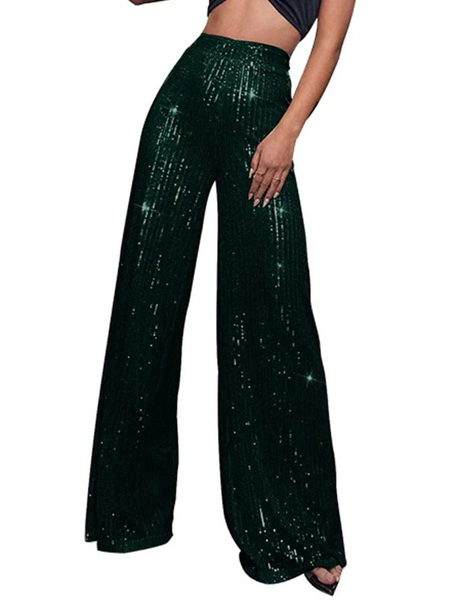 Sequin Wide Leg Pants for Elegant Party and Street Style