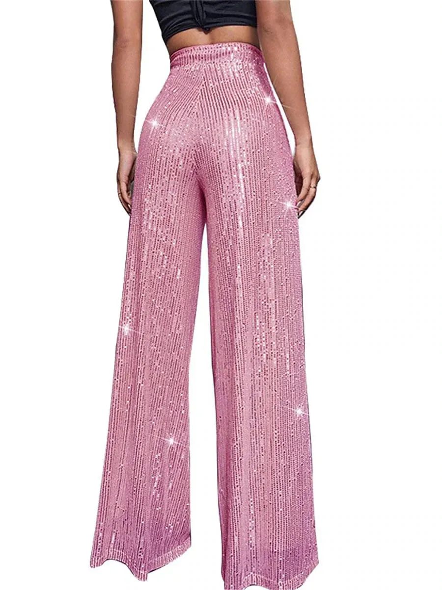 Sequin Wide Leg Pants for Elegant Party and Street Style