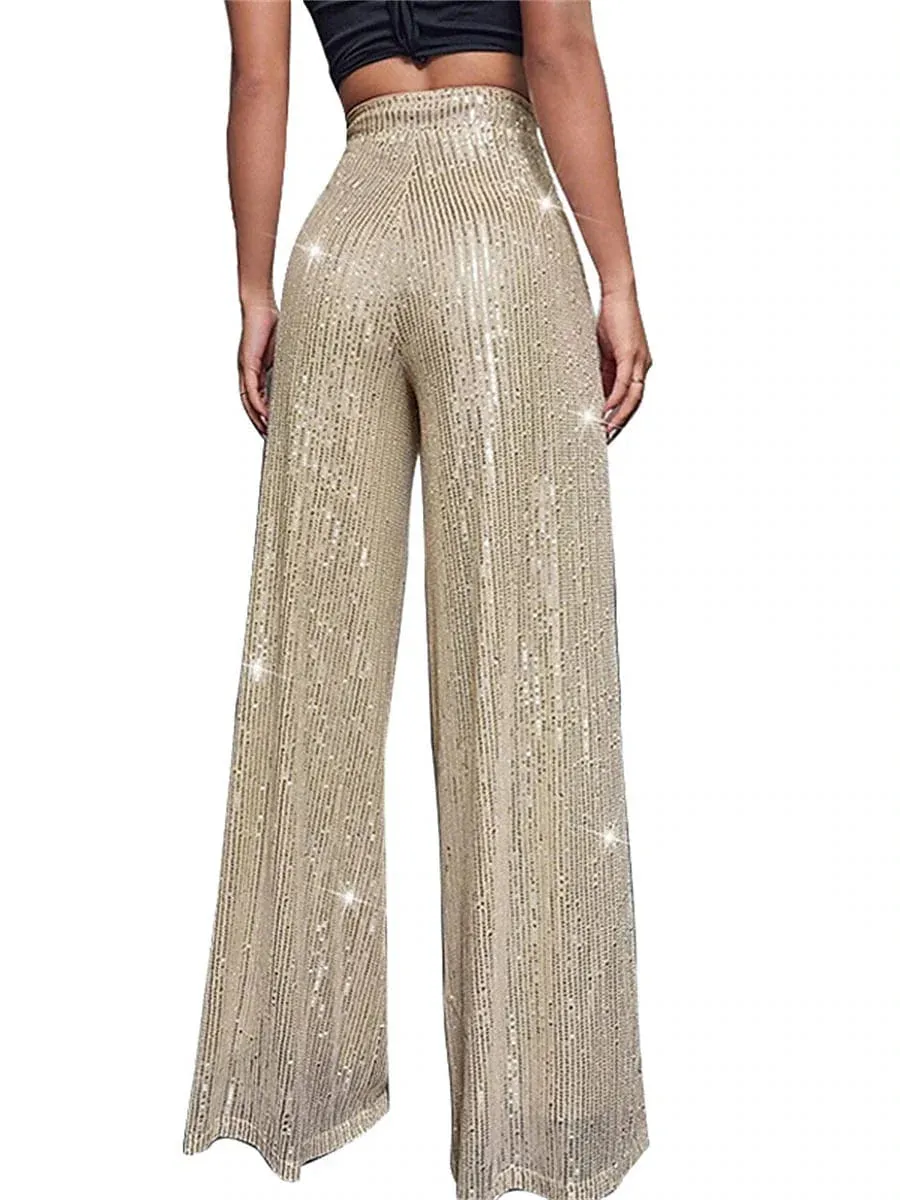 Sequin Wide Leg Pants for Elegant Party and Street Style