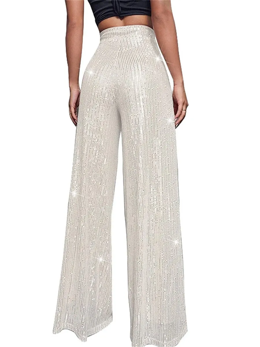 Sequin Wide Leg Pants for Elegant Party and Street Style