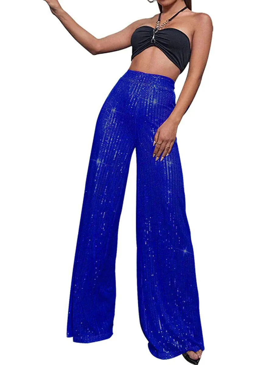 Sequin Wide Leg Pants for Elegant Party and Street Style