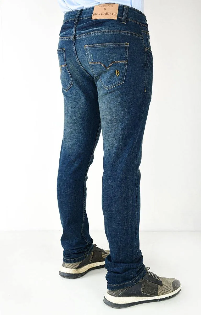 Slim Fit Denim Blue Color Jeans for Men