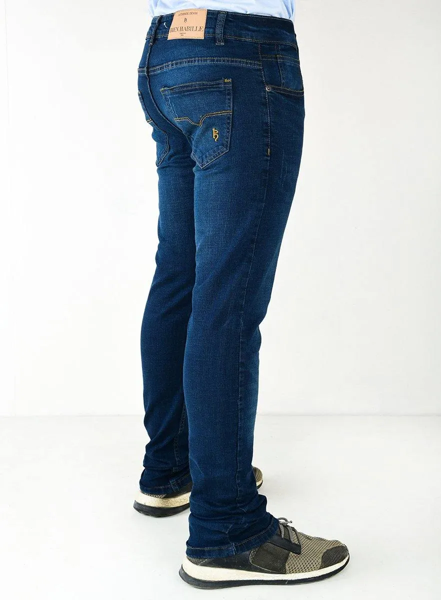 Slim Fit Denim Blue Color Jeans for Men