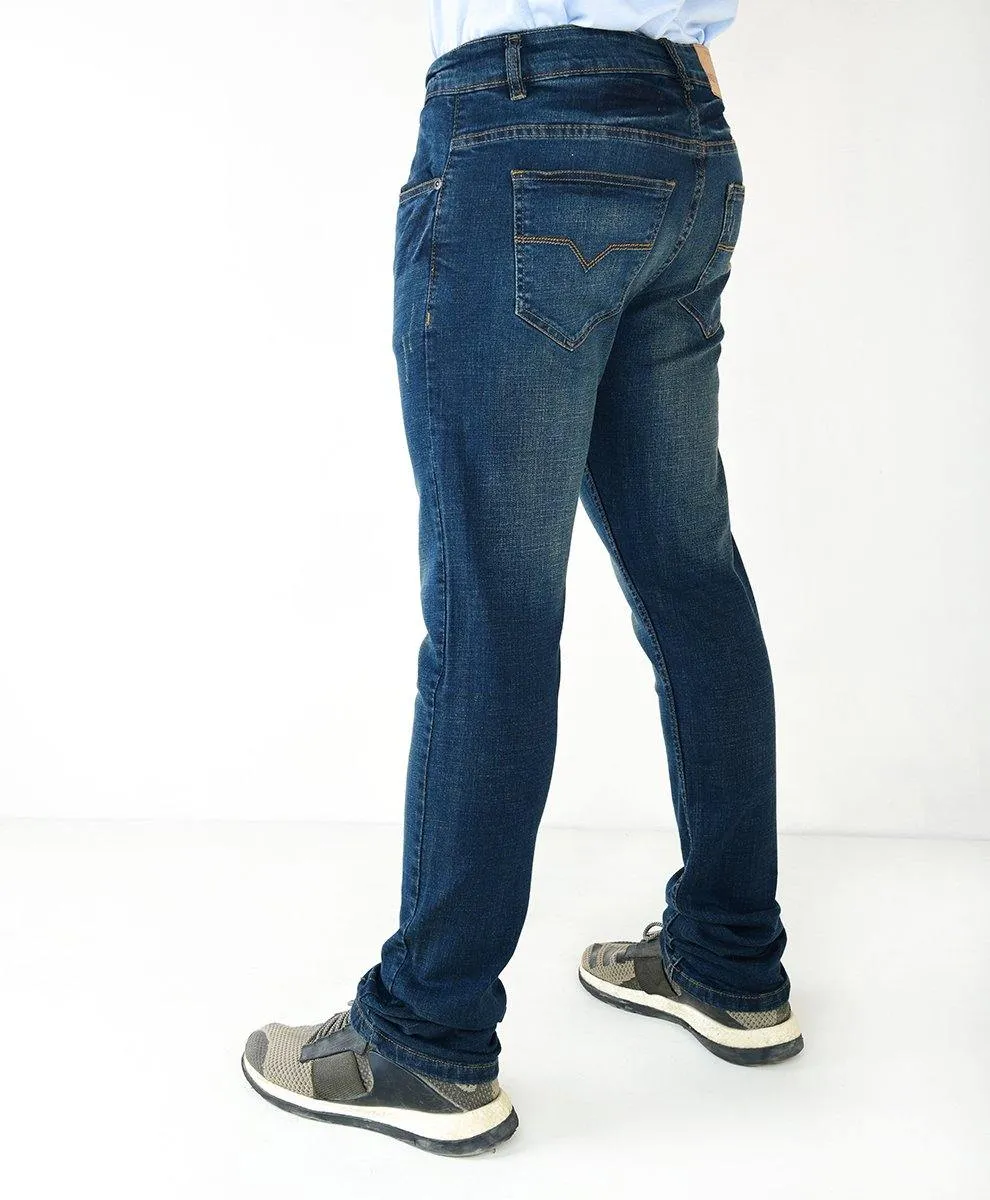 Slim Fit Denim Blue Color Jeans for Men