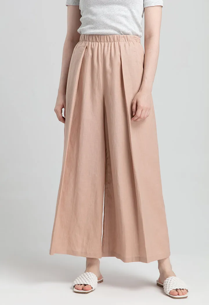 Solid Color Linen Wide Leg Pants