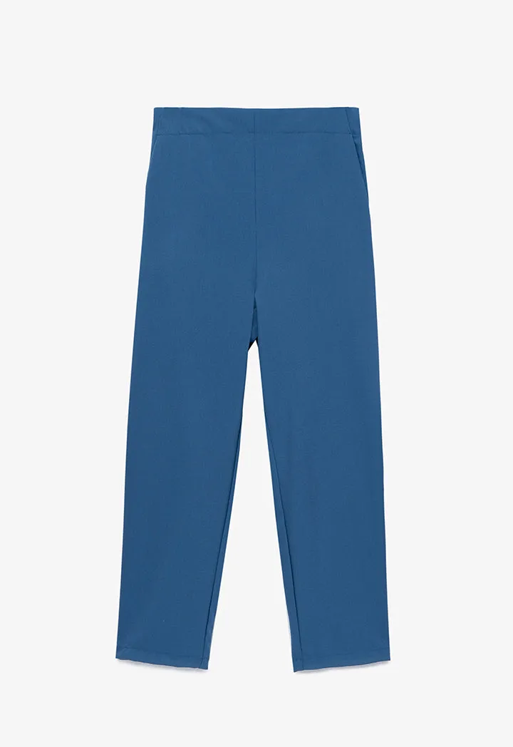 Solid Mid-Rise Pants with Pockets