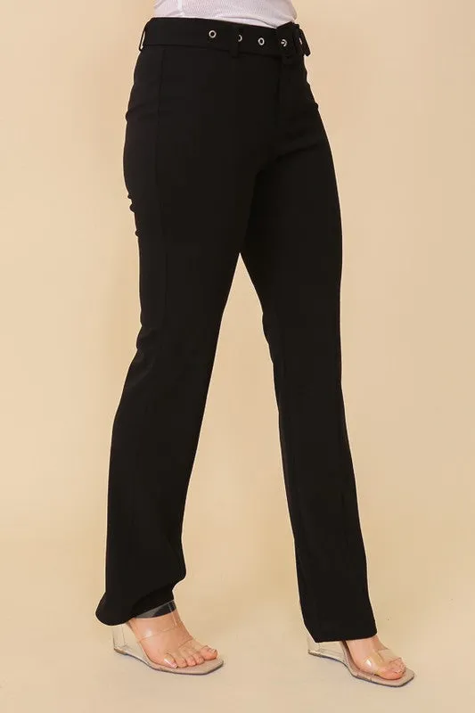 Techno Crepe High-Waisted Slack Pants with Belt